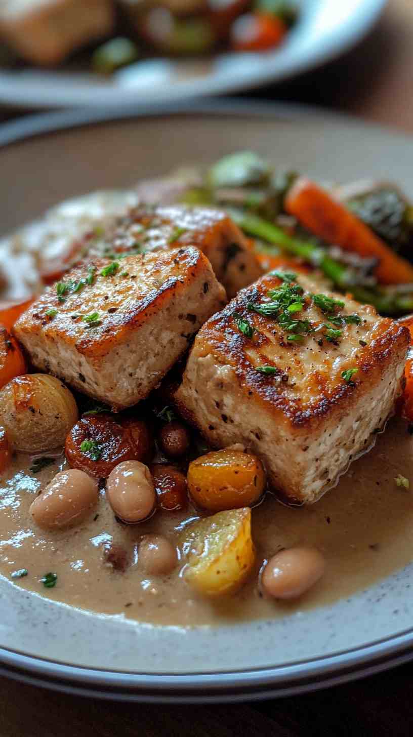 Cannellini Bean Gravy with Seared Tofu