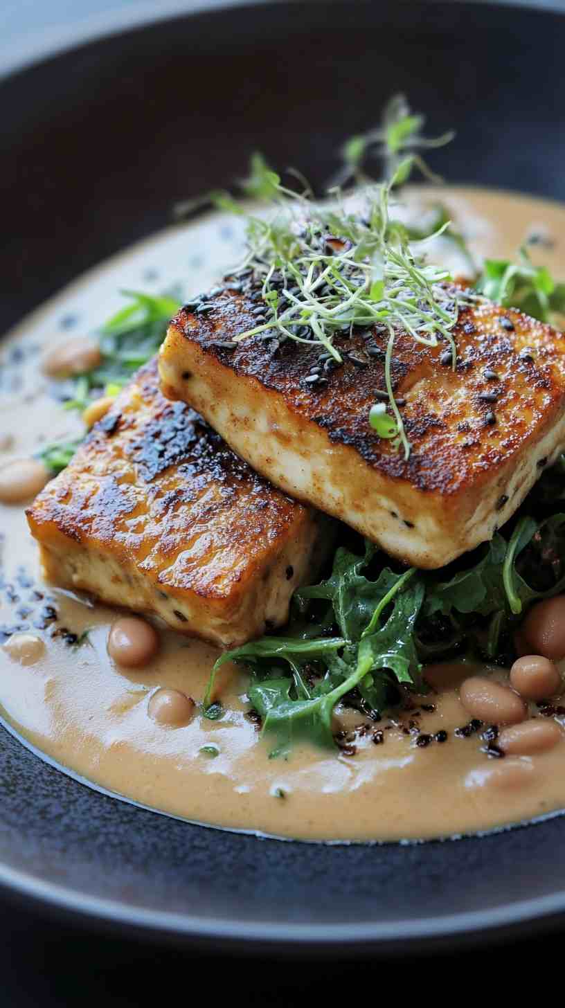 Cannellini Bean Gravy with Seared Tofu