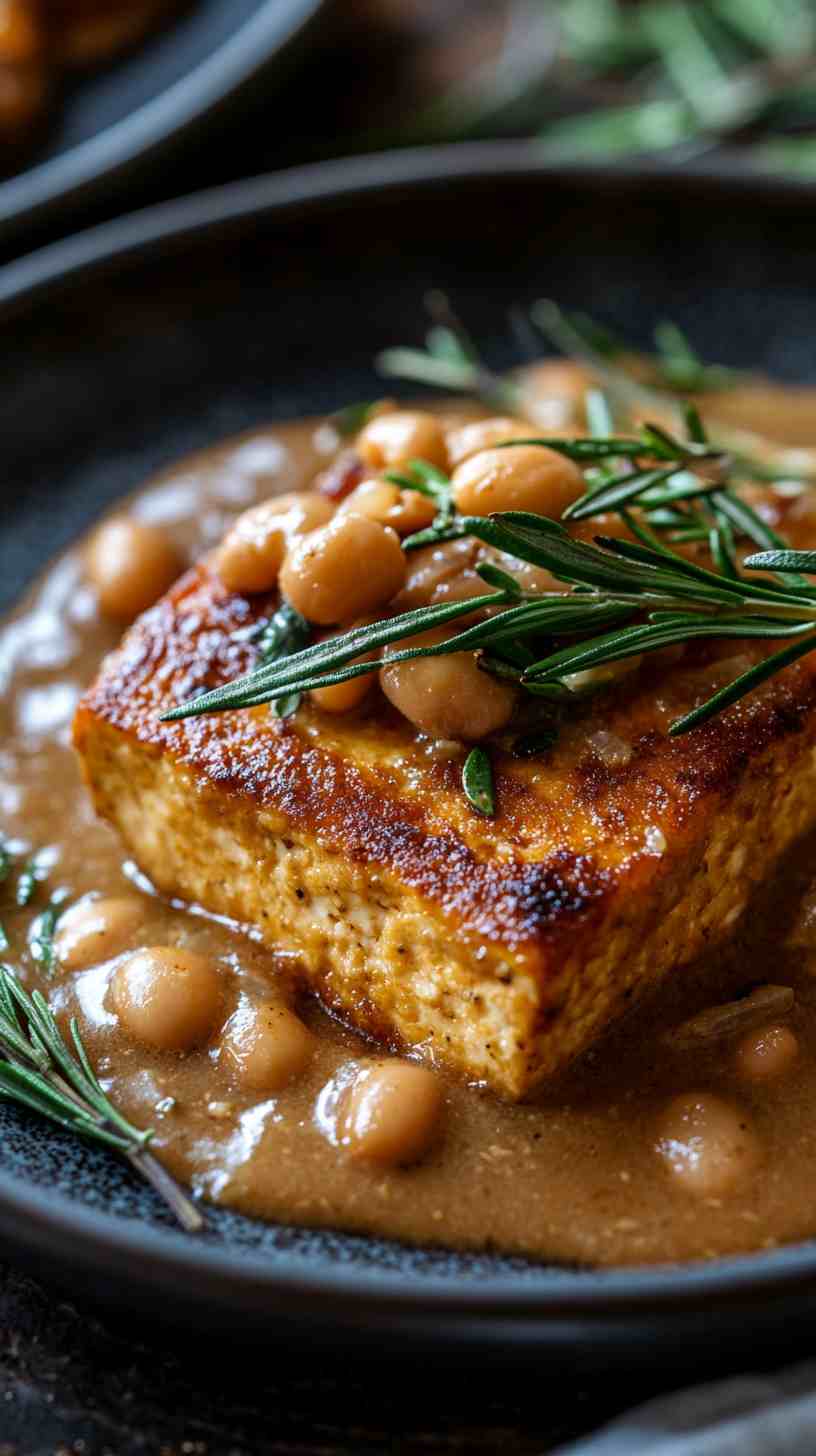 Cannellini Bean Gravy with Seared Tofu