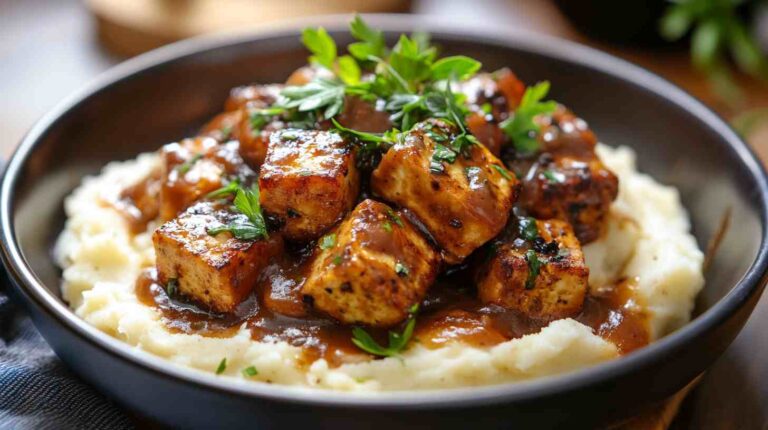 Cannellini Bean Gravy with Seared Tofu