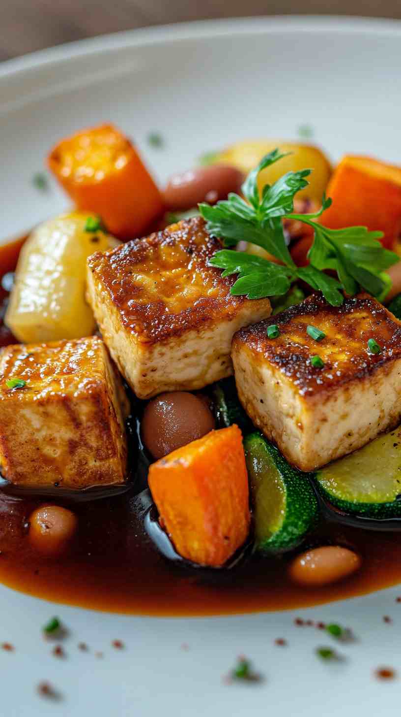 Cannellini Bean Gravy with Seared Tofu