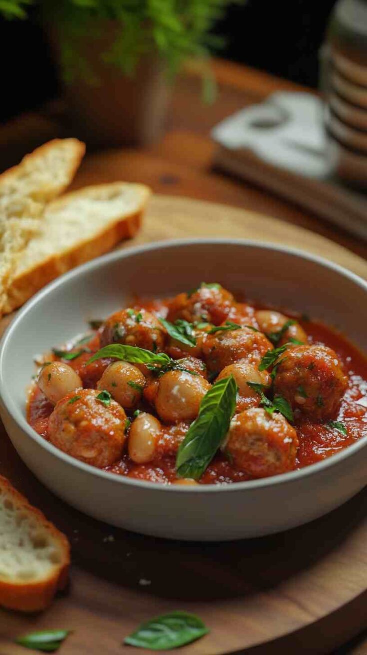 Cannellini Bean Meatballs in Tomato Sauce