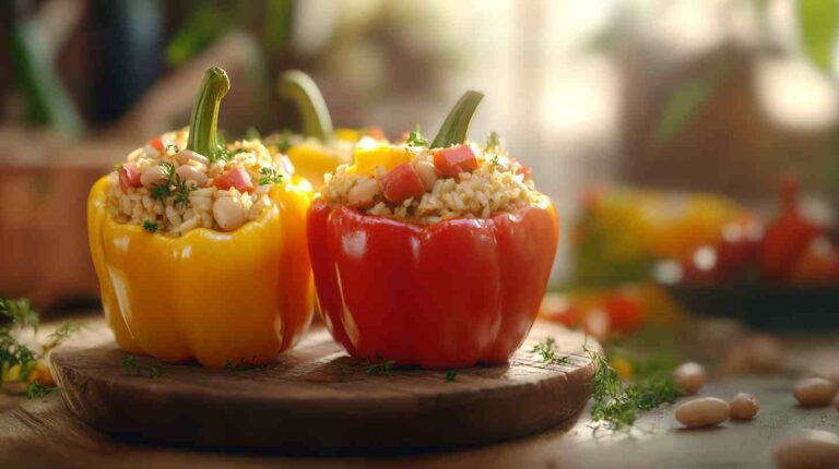 Cannellini Bean Stuffed Bell Peppers