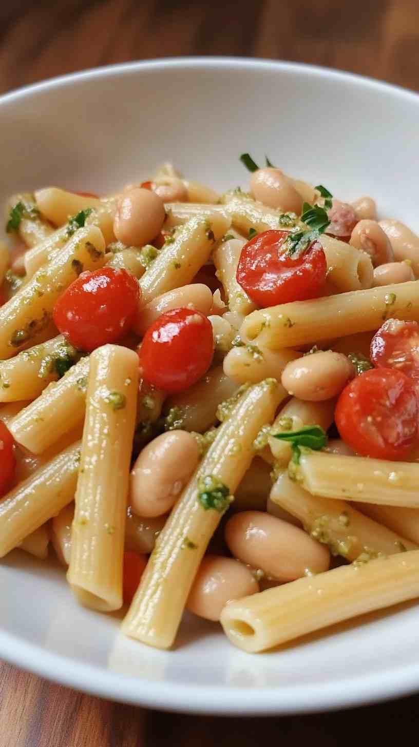 Cannellini Bean and Pesto Pasta