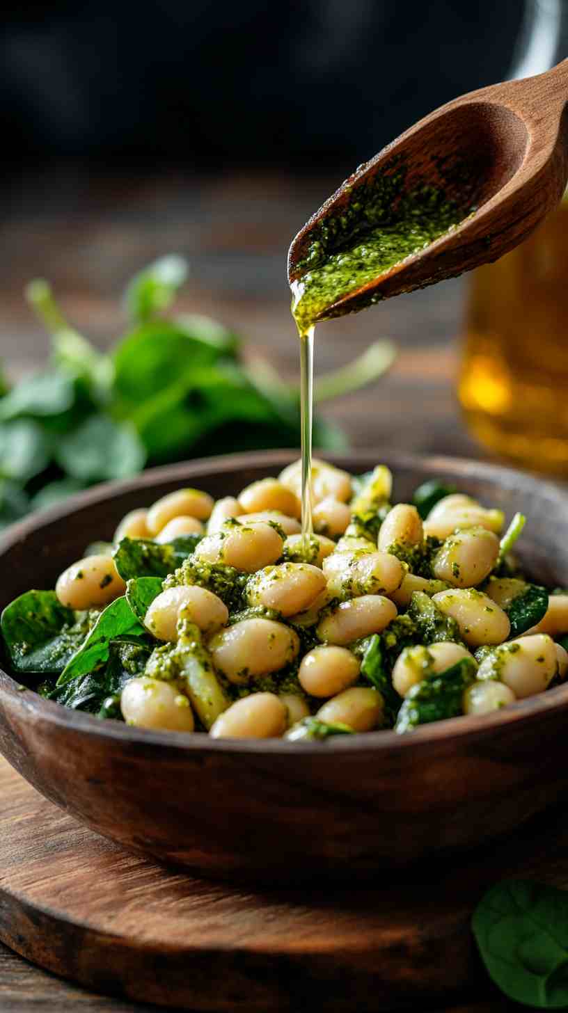 Cannellini Bean and Pesto Pasta