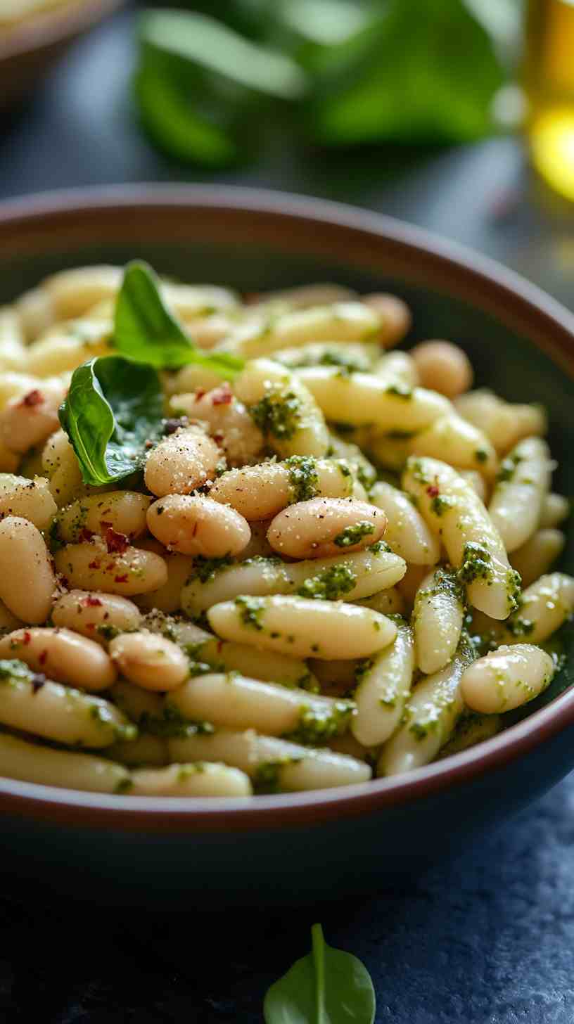 Cannellini Bean and Pesto Pasta