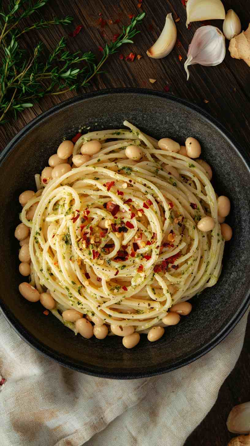 Cannellini Bean and Pesto Pasta