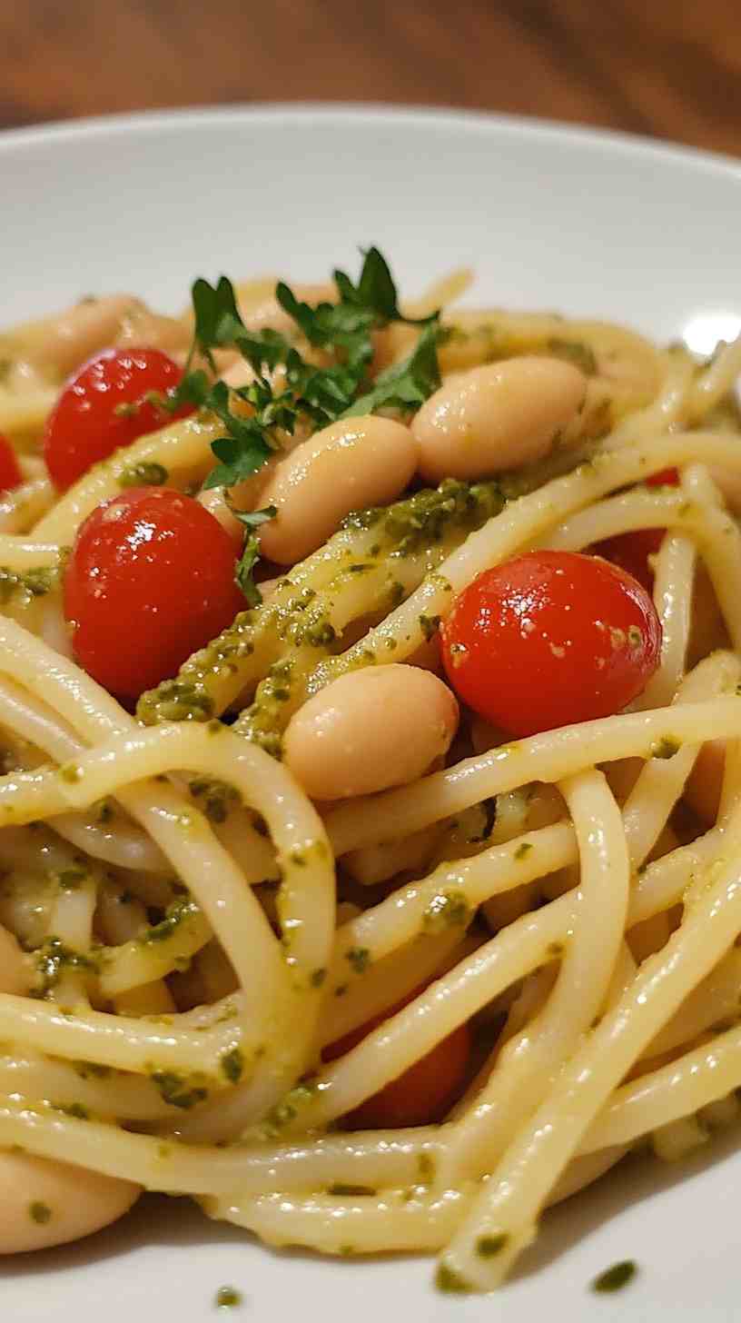 Cannellini Bean and Pesto Pasta