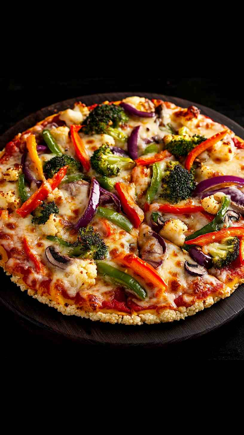 Cauliflower Crust Pizza with Fresh Vegetables