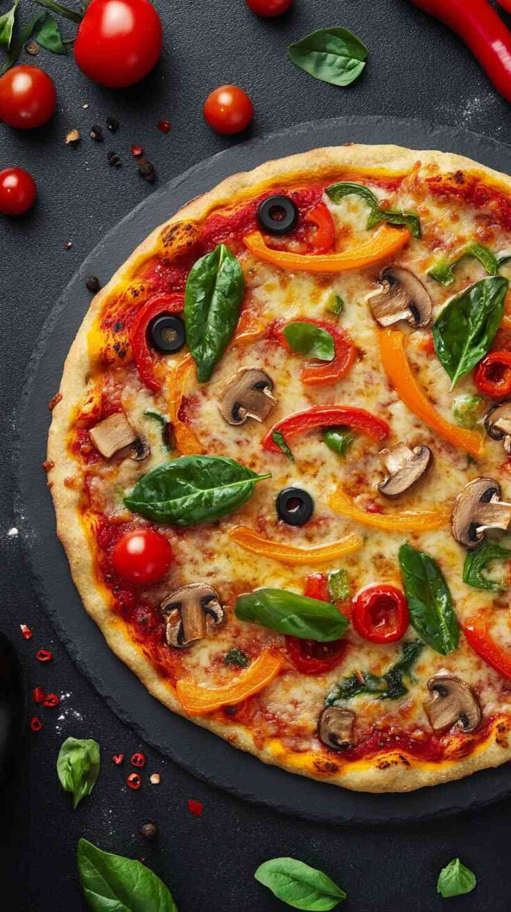 Cauliflower Crust Pizza with Fresh Vegetables