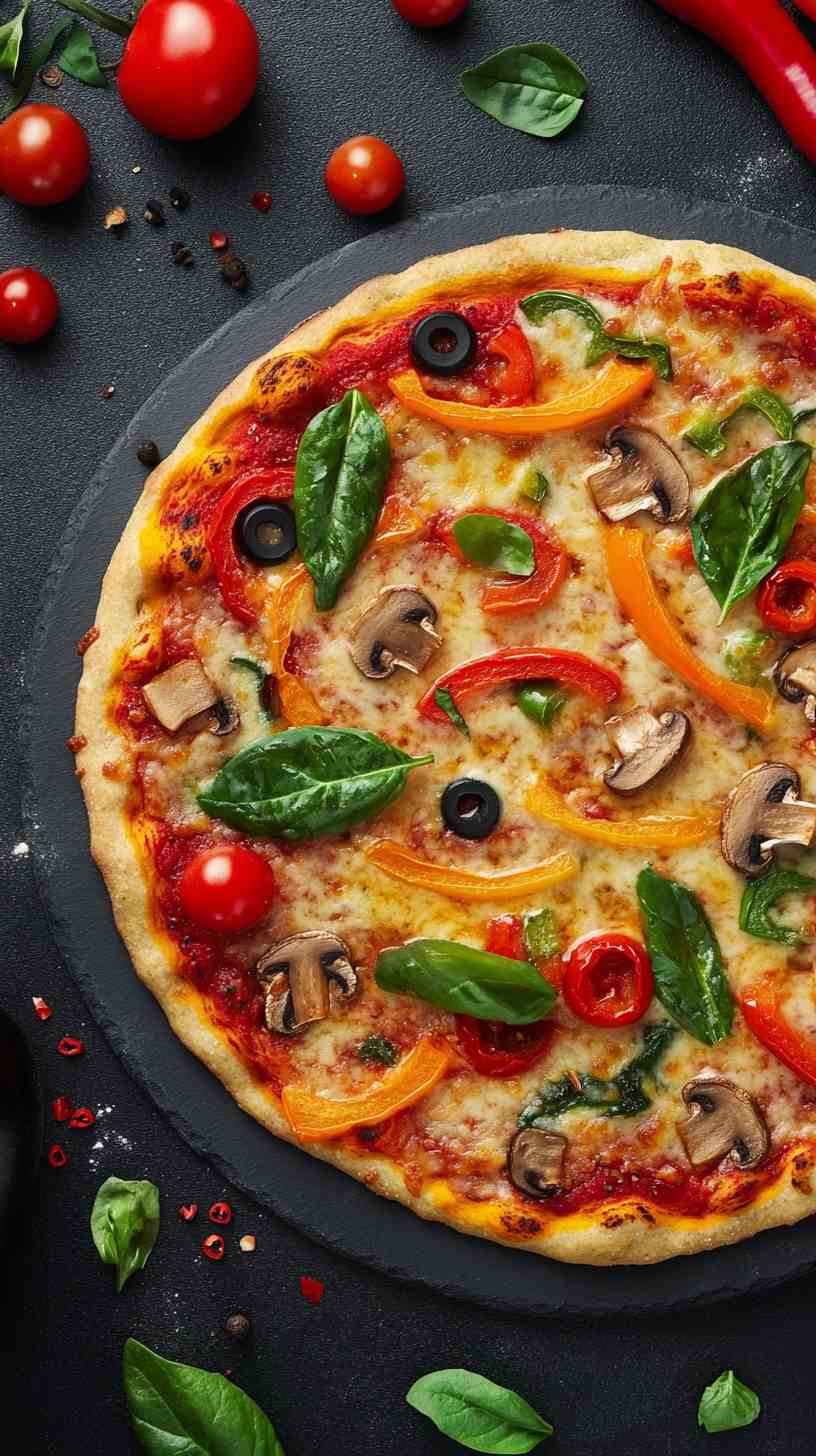 Cauliflower Crust Pizza with Fresh Vegetables