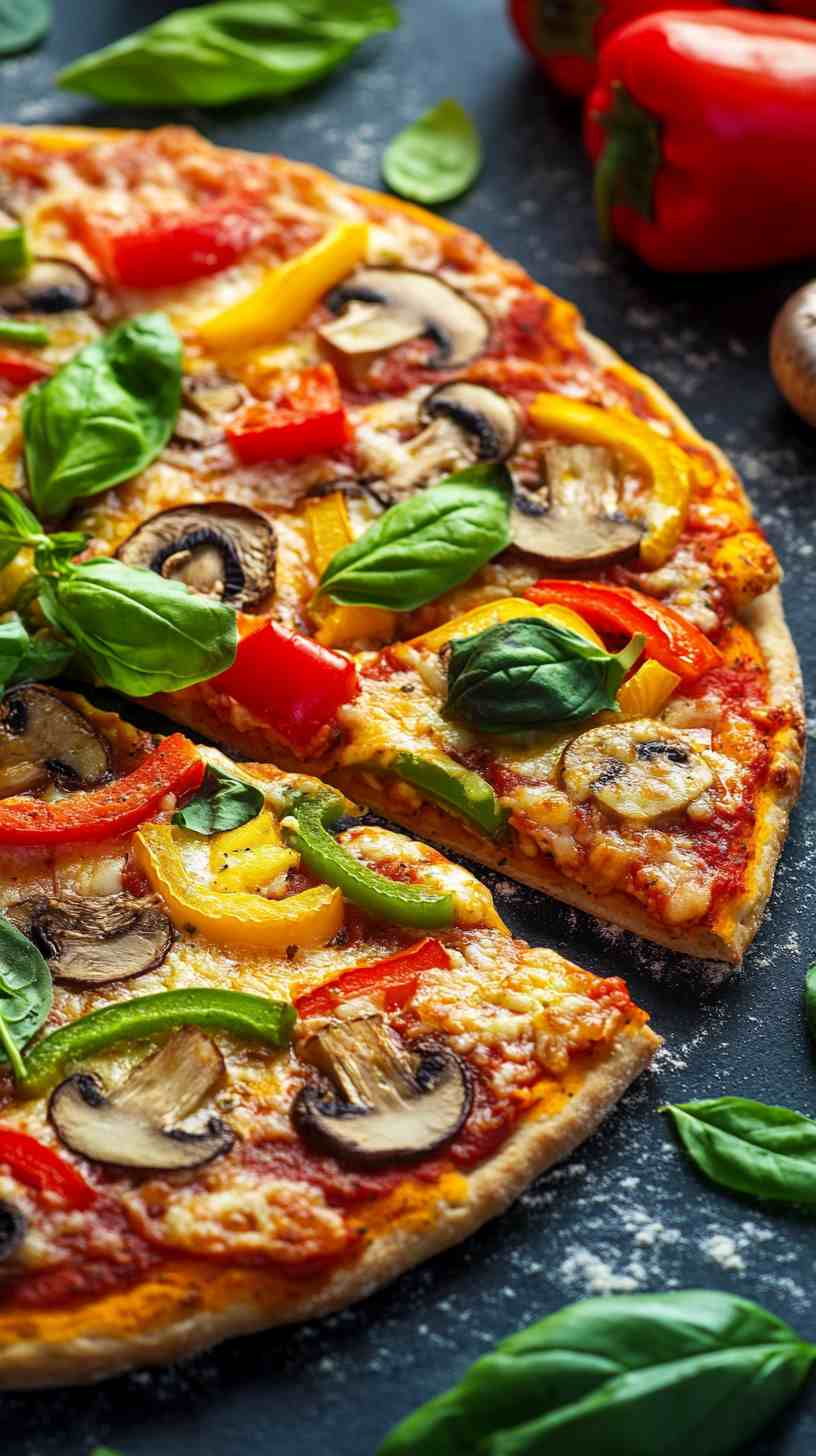Cauliflower Crust Pizza with Fresh Vegetables