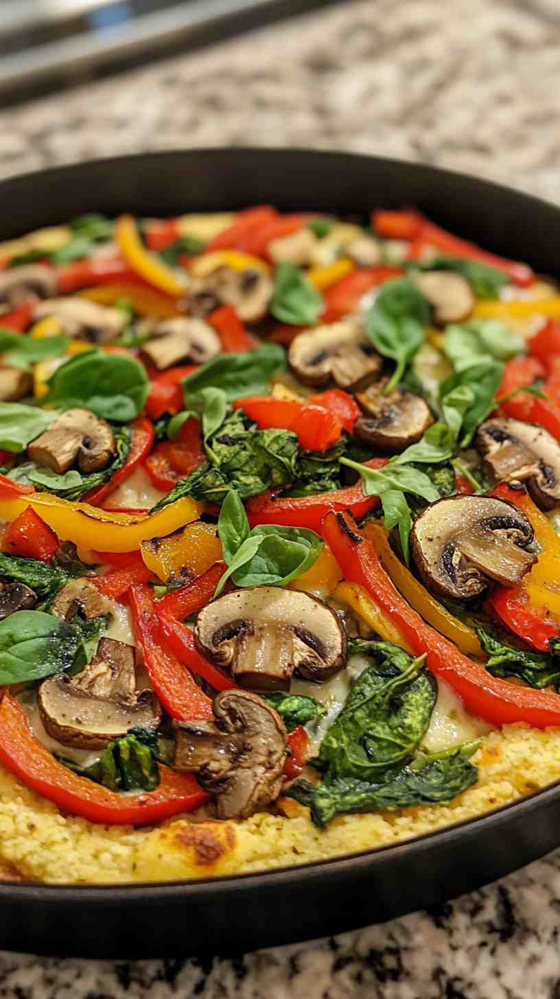 Cauliflower Crust Pizza with Fresh Vegetables
