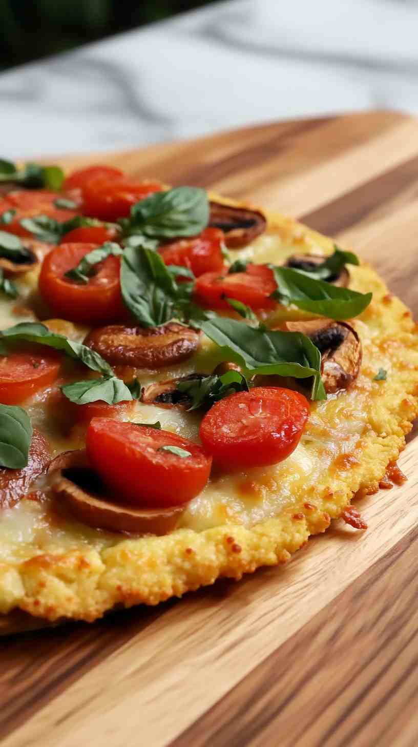Cauliflower Crust Pizza with Fresh Vegetables
