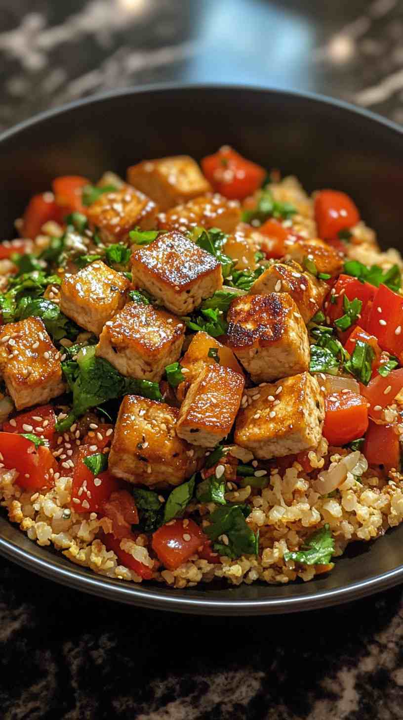 Cauliflower Rice Stir-Fry with Veggies and Tofu