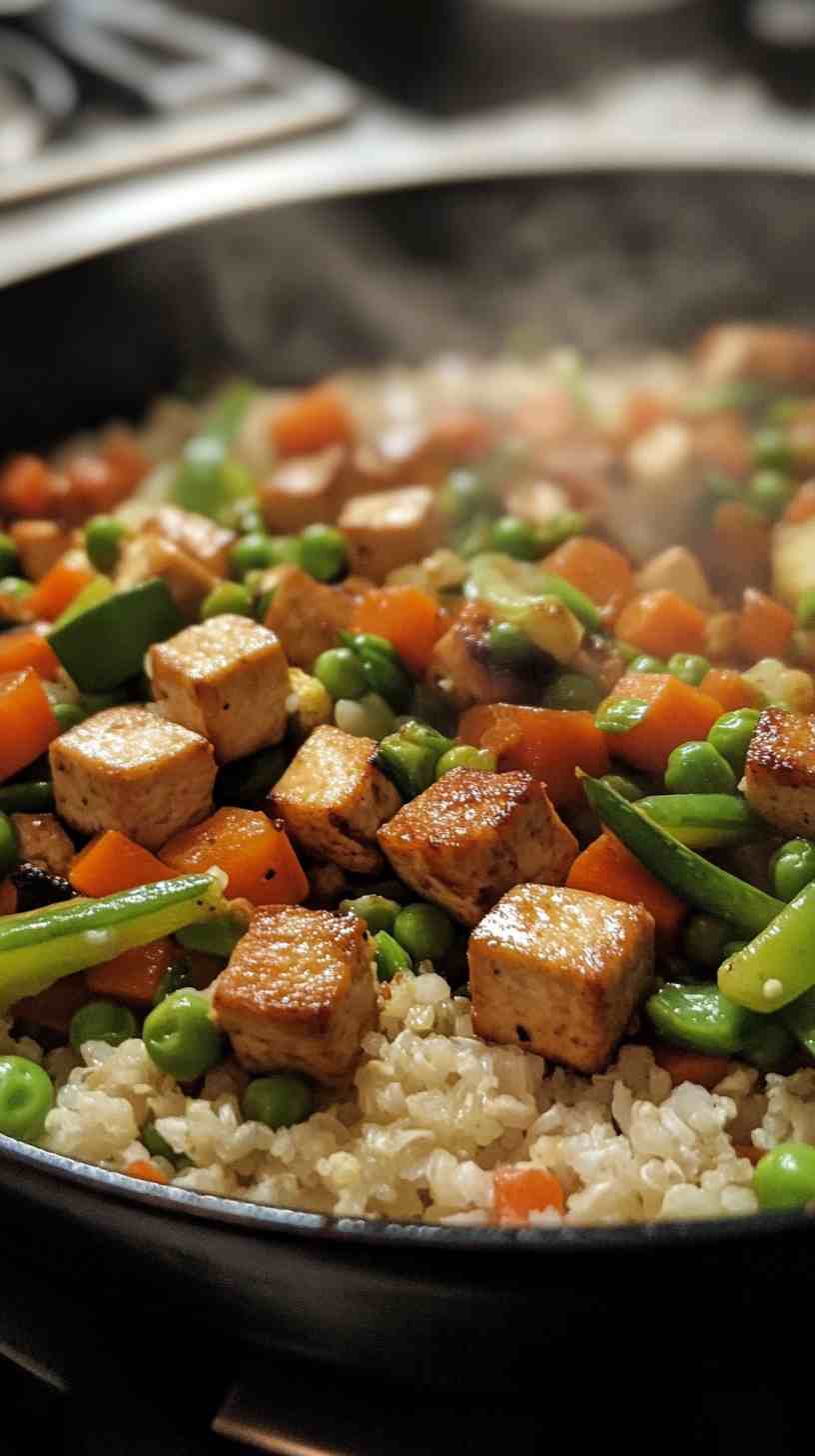 Cauliflower Rice Stir-Fry with Veggies and Tofu