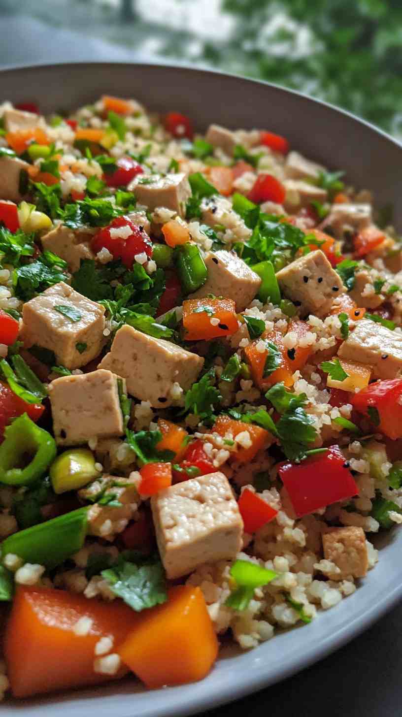 Cauliflower Rice Stir-Fry with Veggies and Tofu