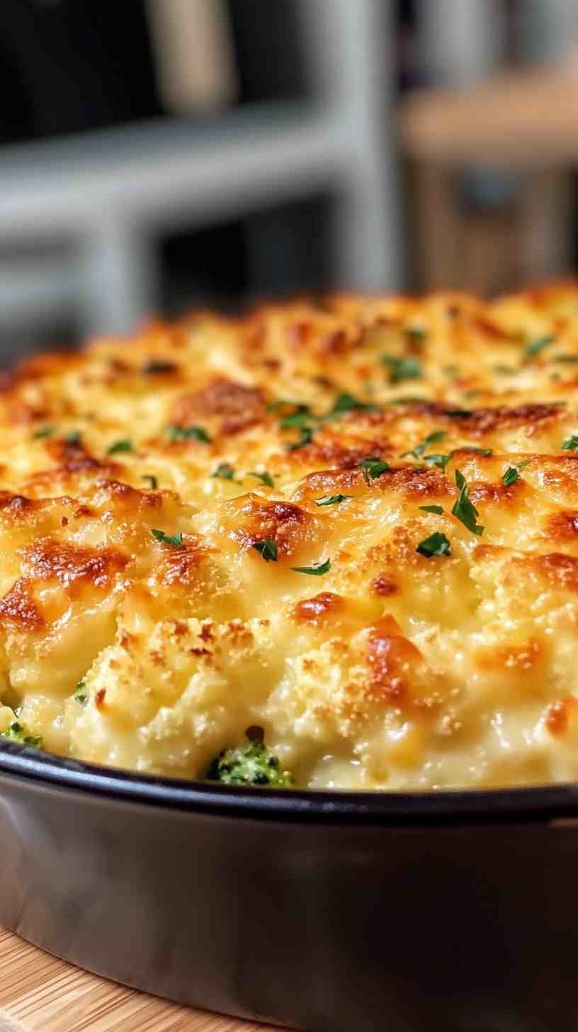 Cauliflower and Broccoli Cheese Bake