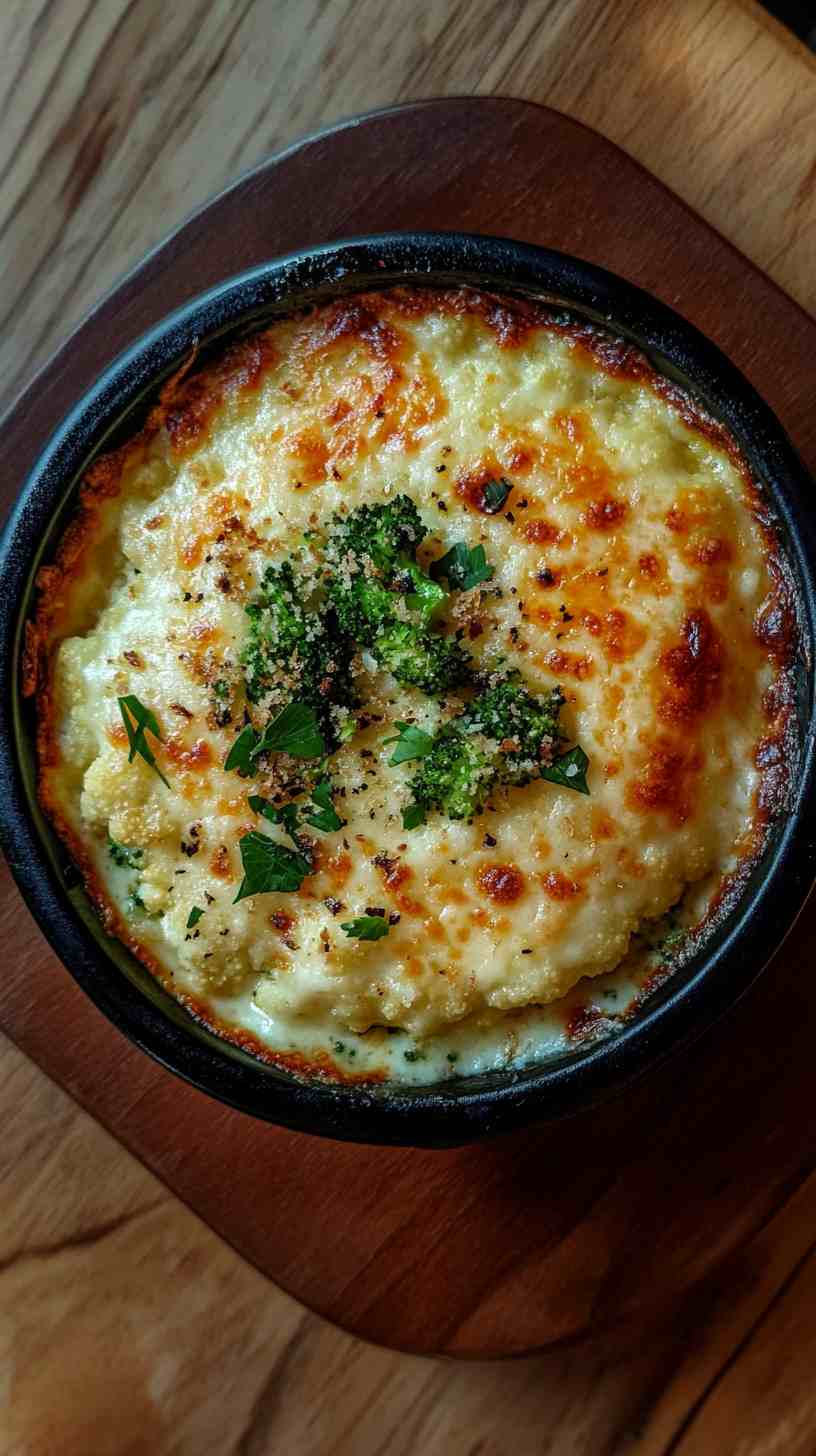 Cauliflower and Broccoli Cheese Bake