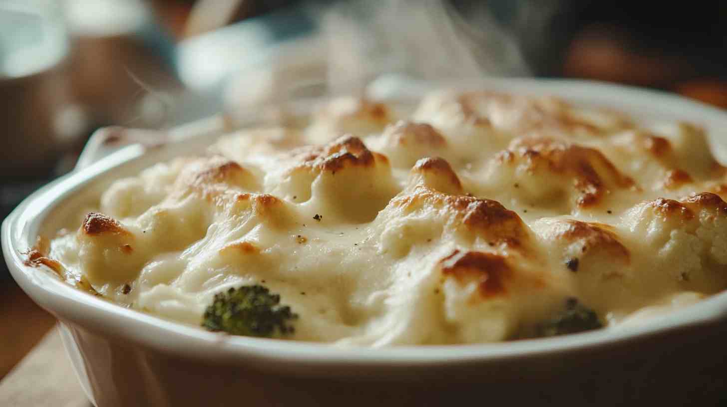 Cauliflower and Broccoli Cheese Bake
