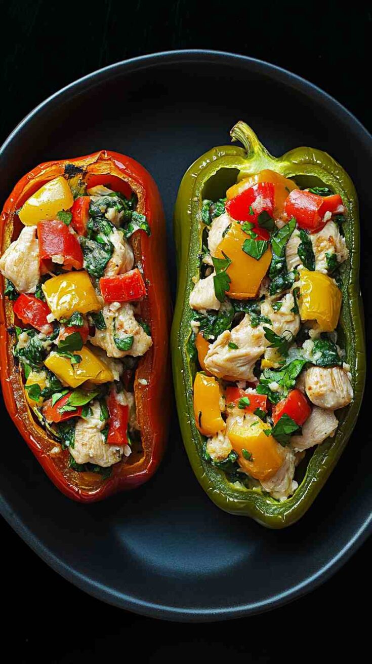 Chicken and Spinach Stuffed Bell Peppers