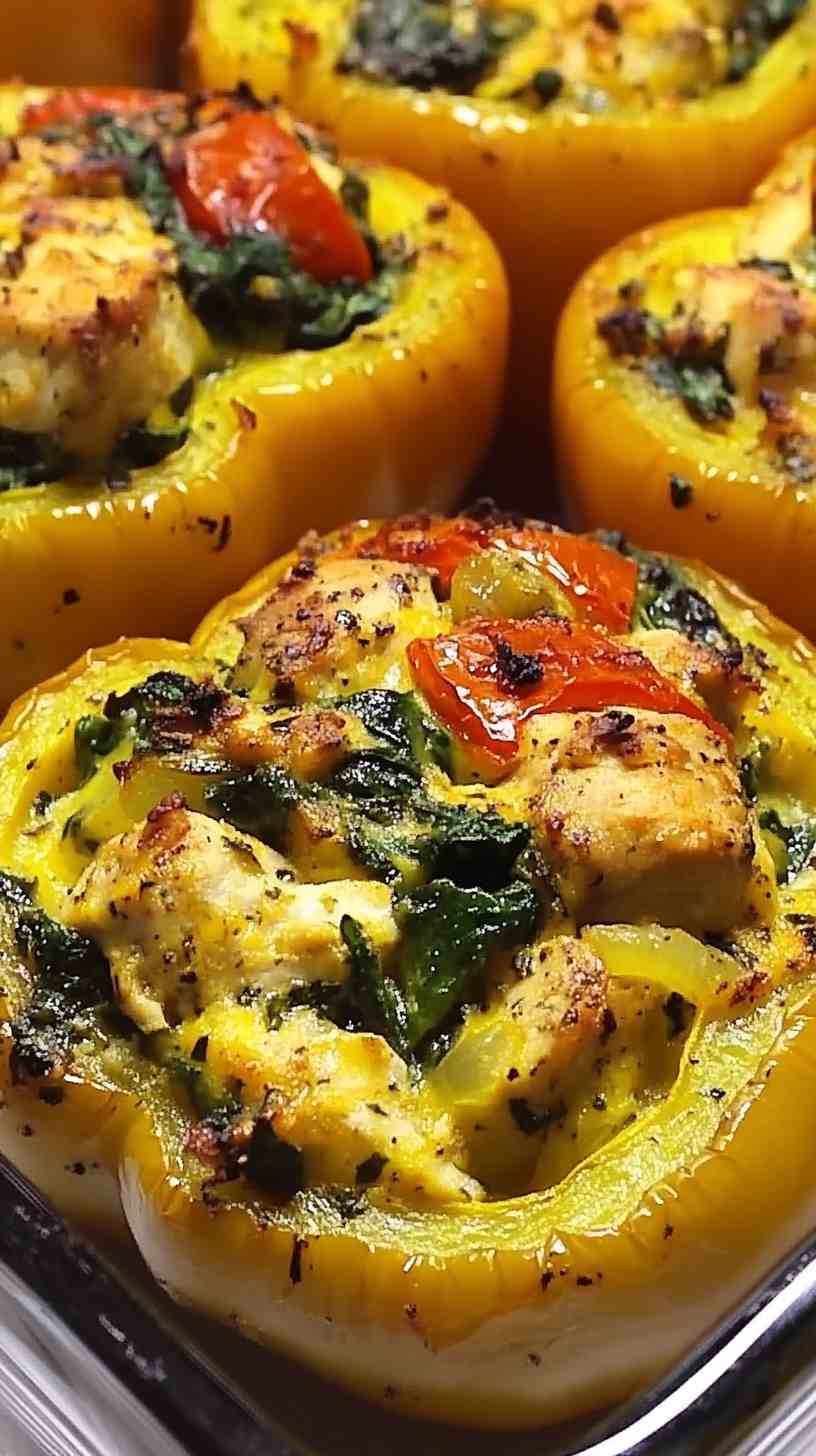 Chicken and Spinach Stuffed Bell Peppers