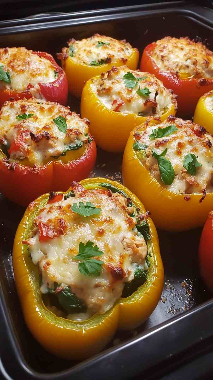 Chicken and Spinach Stuffed Bell Peppers