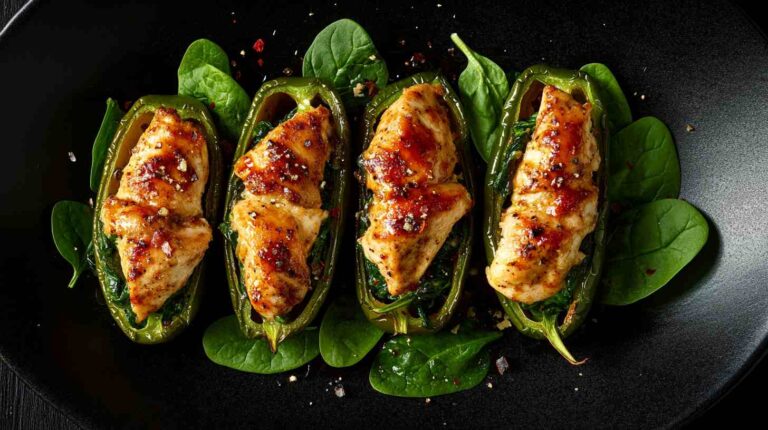 Chicken and Spinach Stuffed Bell Peppers