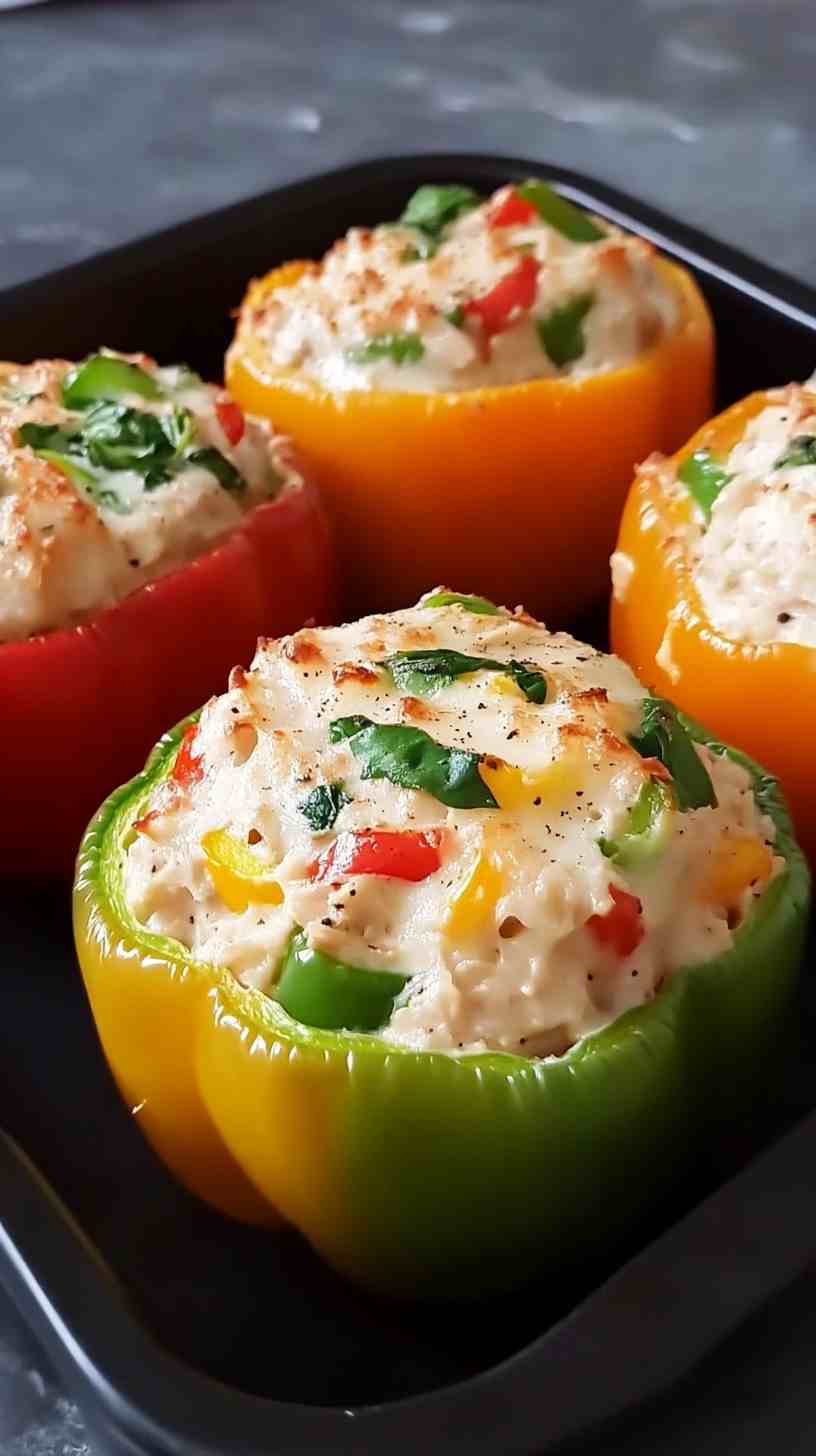 Chicken and Spinach Stuffed Bell Peppers