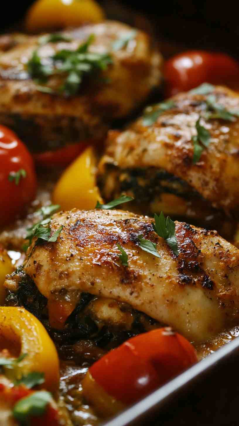 Chicken and Spinach Stuffed Bell Peppers