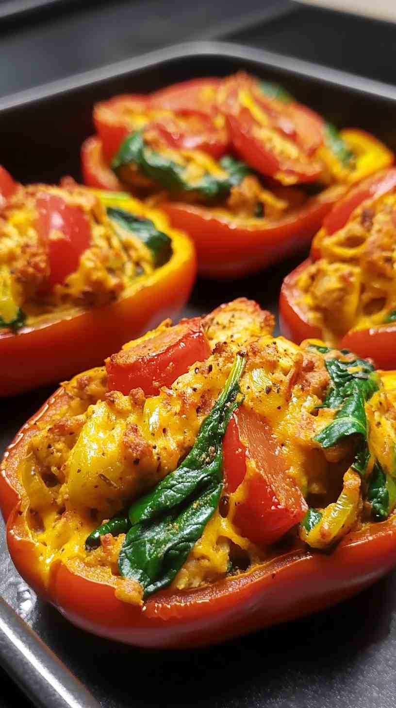 Chicken and Spinach Stuffed Bell Peppers