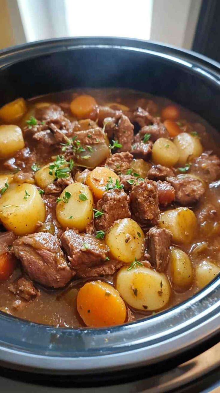 Comforting Beef and Lager Stew in the Slow Cooker