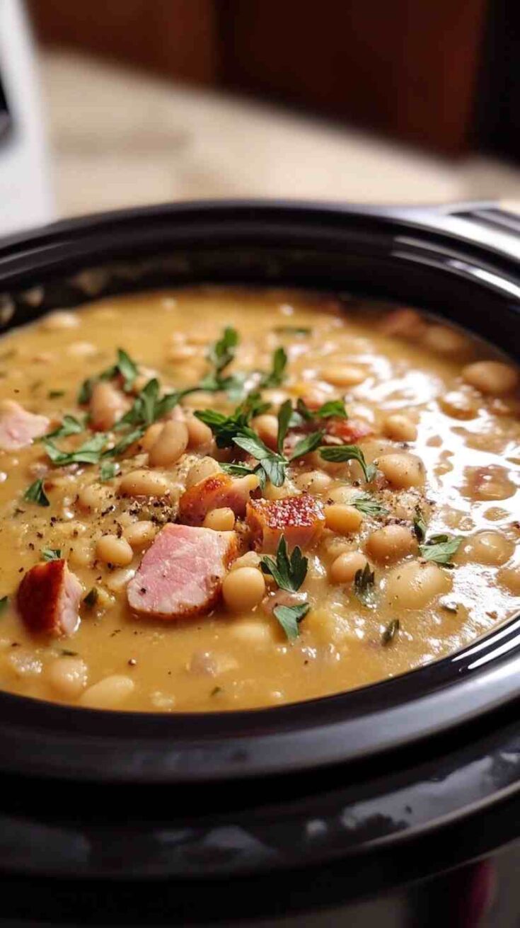 Cozy Crock Pot Ham and White Bean Soup