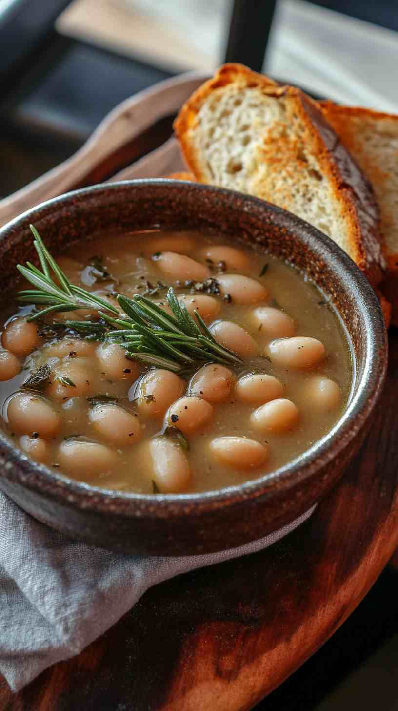 Creamy Cannellini Bean Soup with Garlic and Rosemary