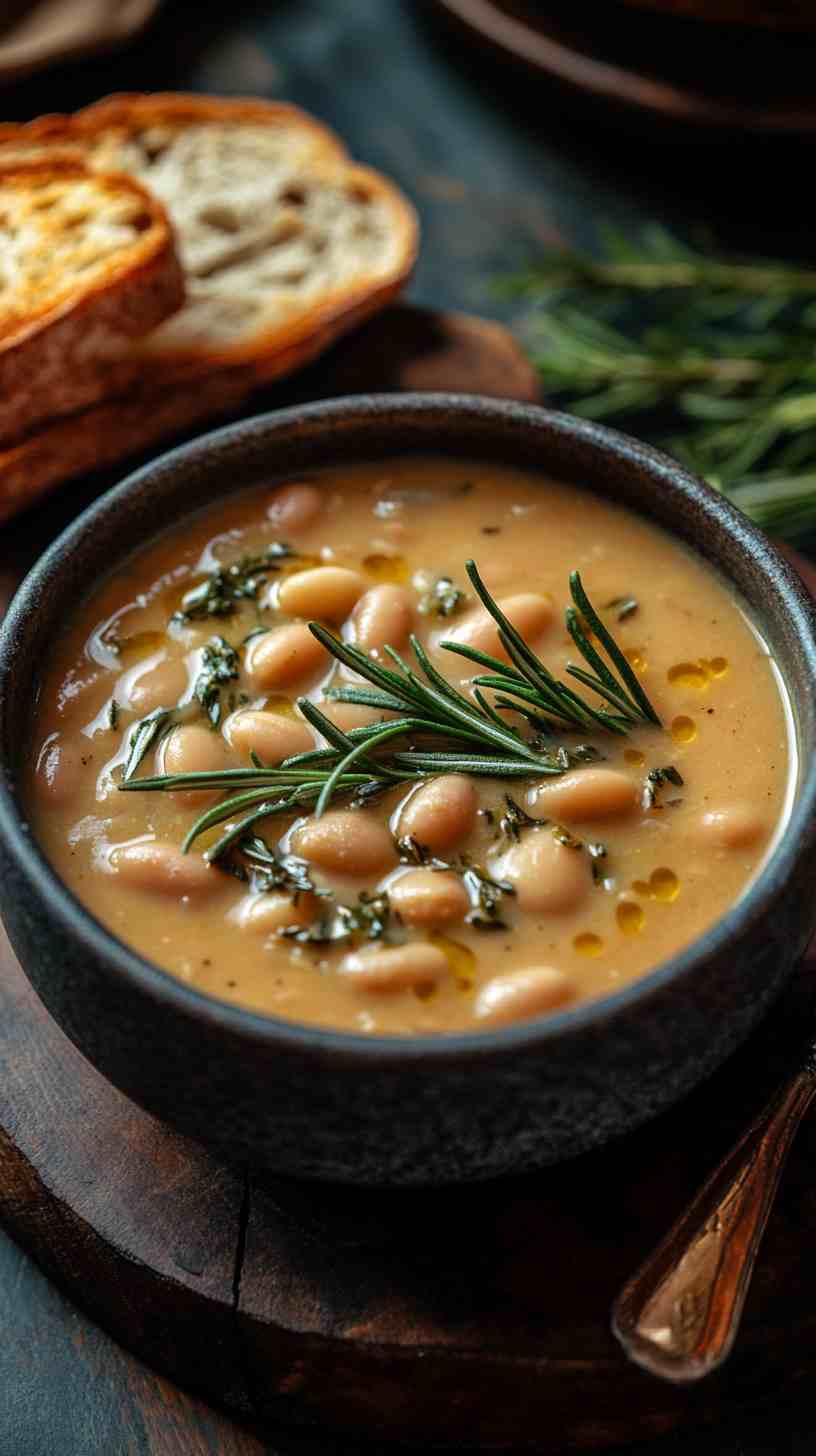 Creamy Cannellini Bean Soup with Garlic and Rosemary