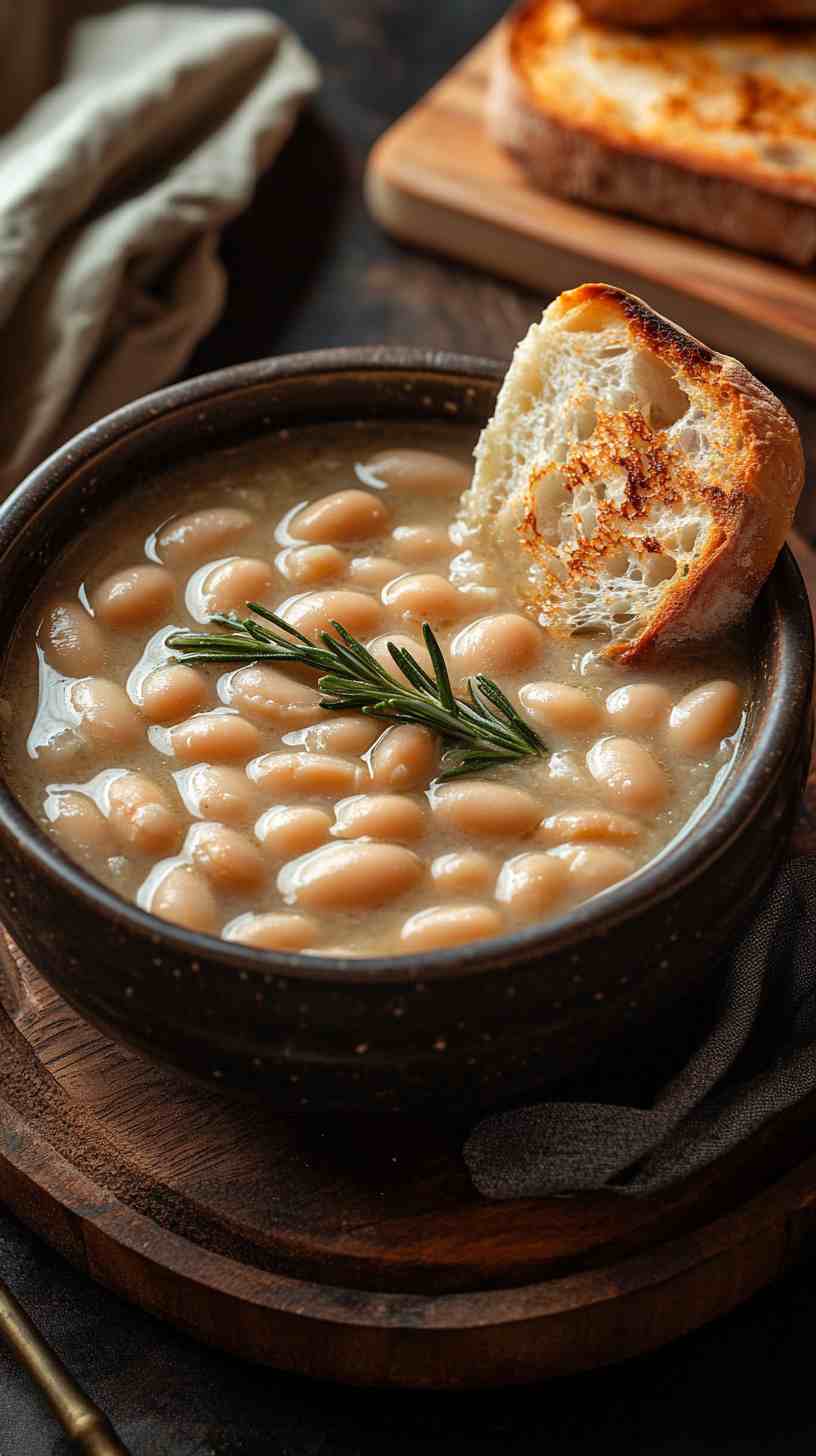 Creamy Cannellini Bean Soup with Garlic and Rosemary