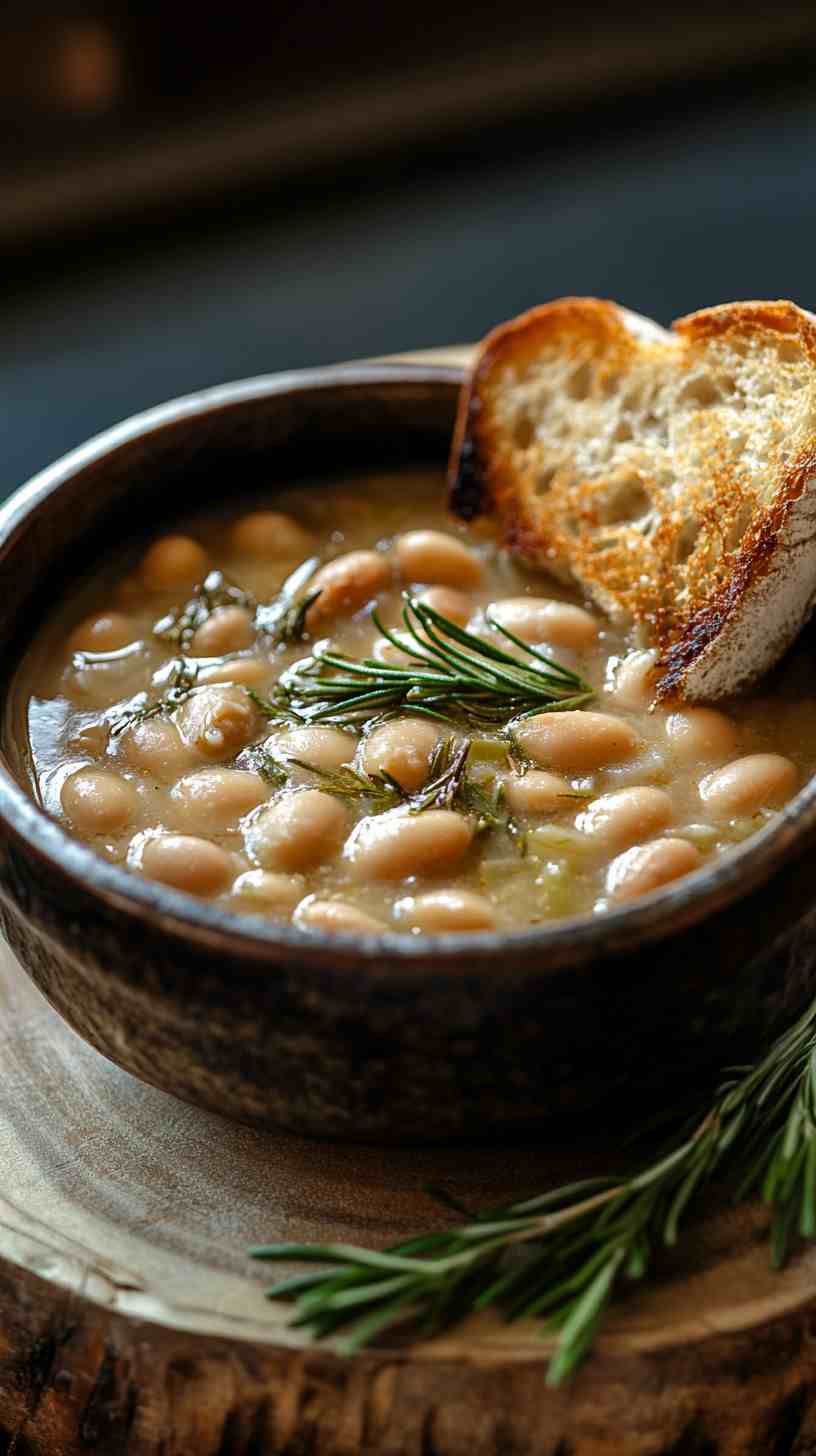 Creamy Cannellini Bean Soup with Garlic and Rosemary