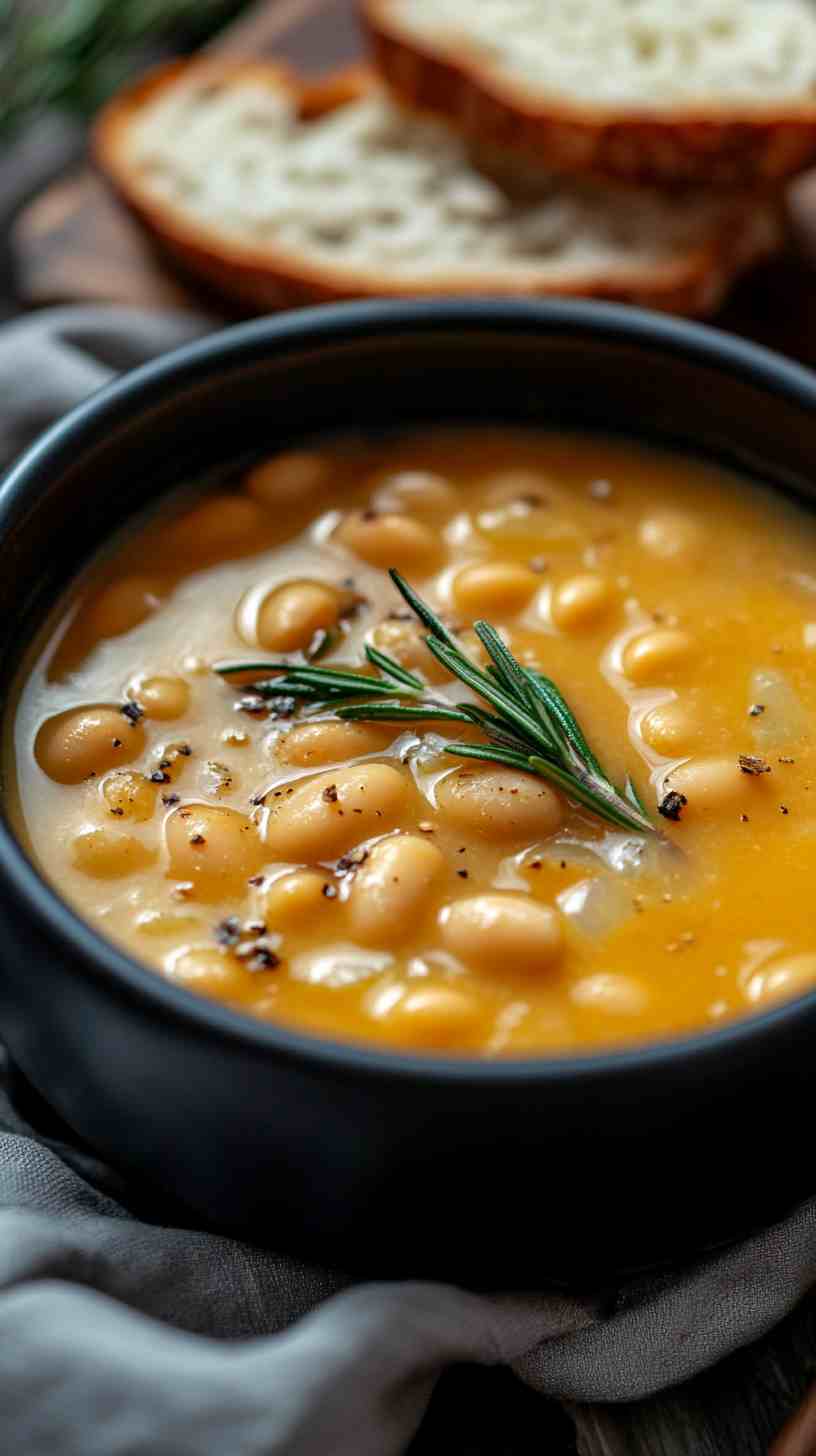 Creamy Cannellini Bean Soup with Garlic and Rosemary