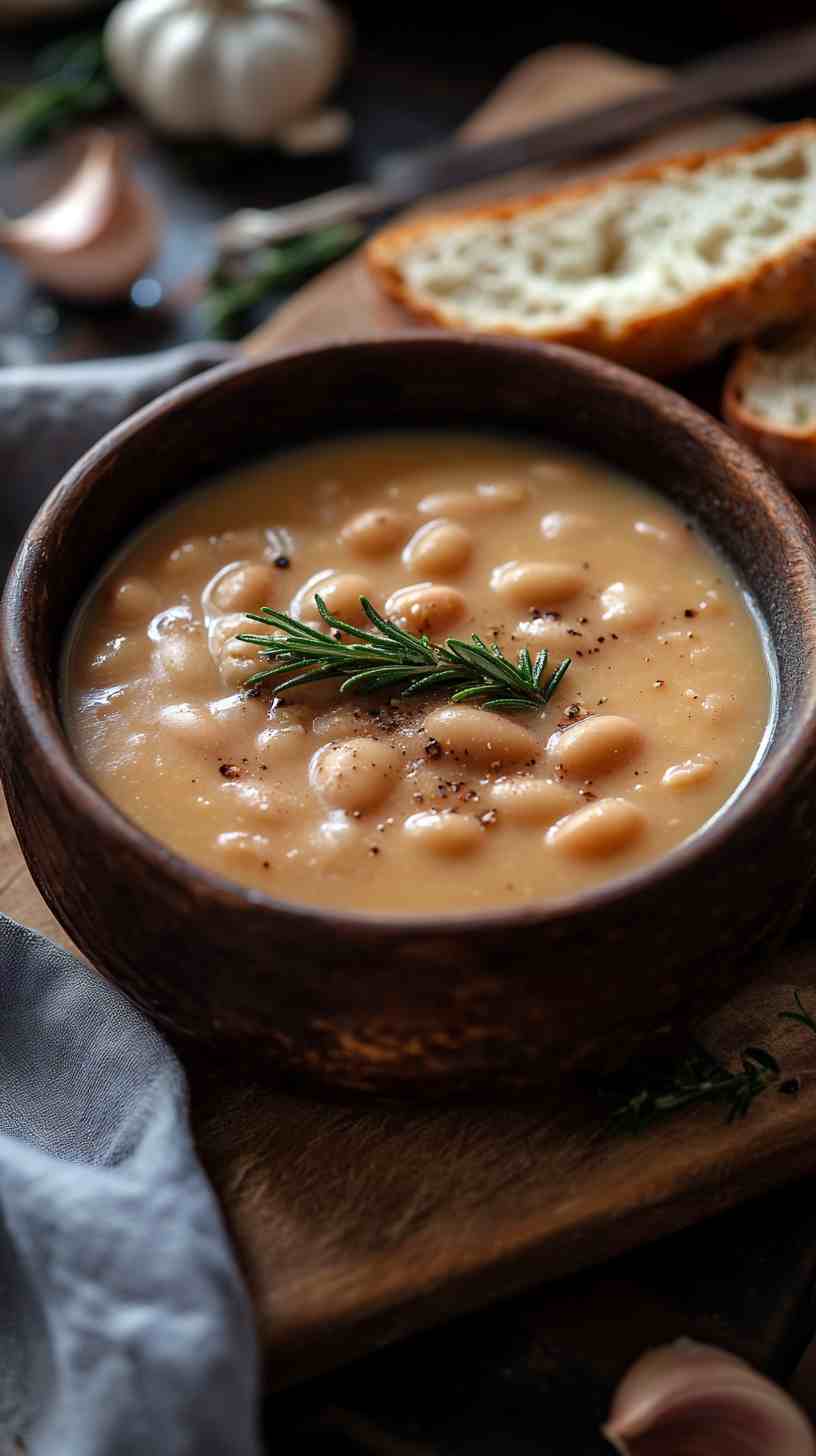 Creamy Cannellini Bean Soup with Garlic and Rosemary