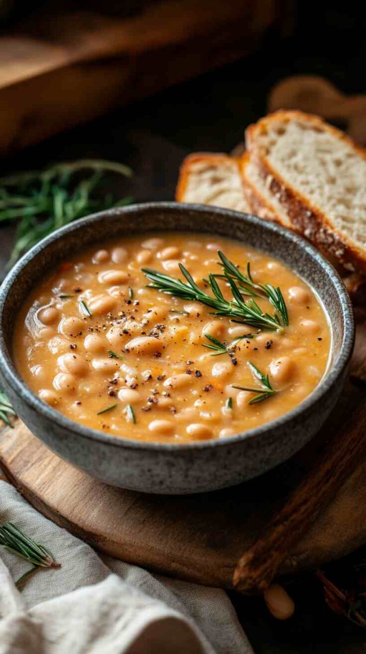 Creamy Cannellini Bean Soup with Garlic and Rosemary