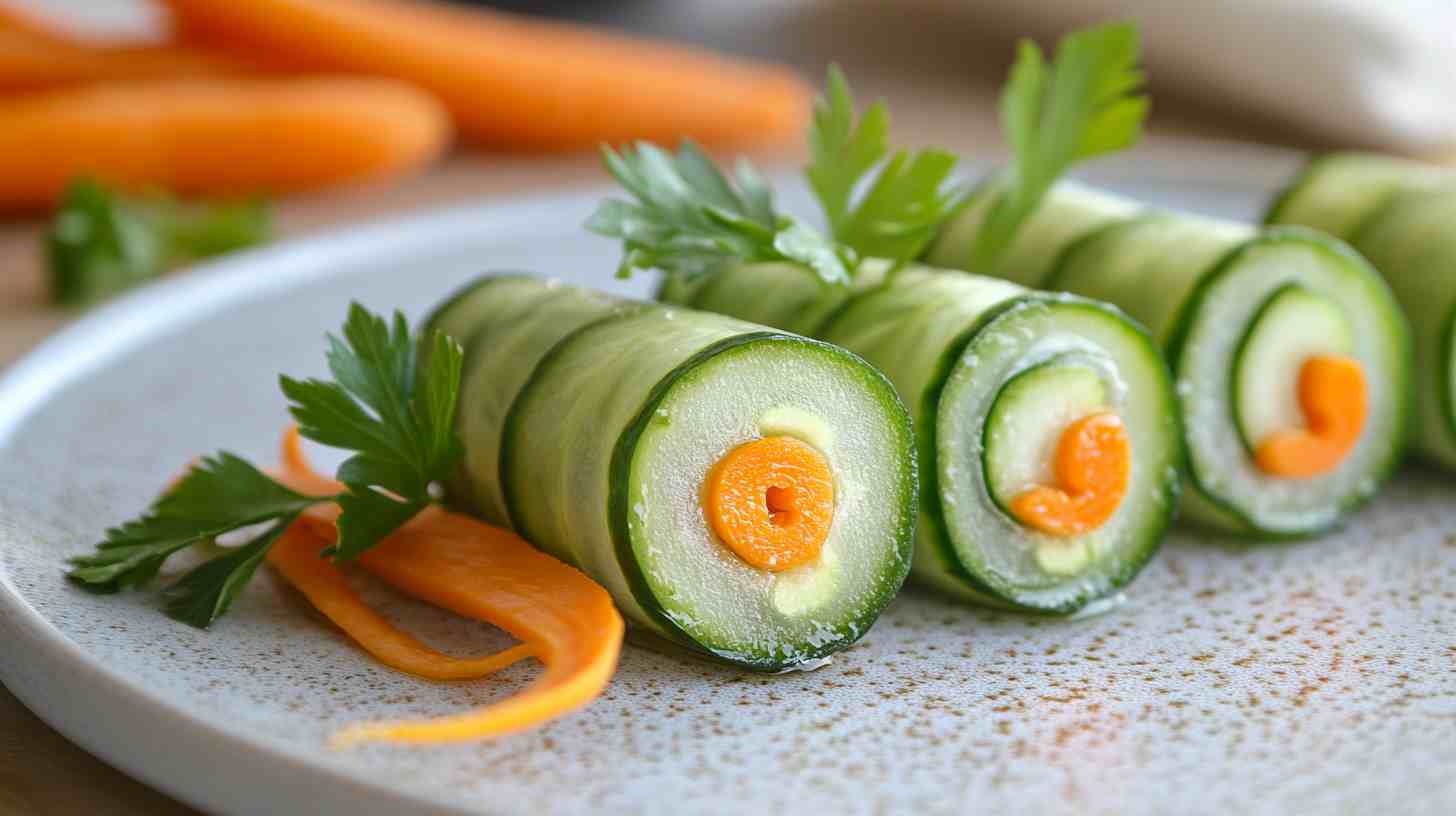 Cucumber and Hummus Wraps with Baby Carrots