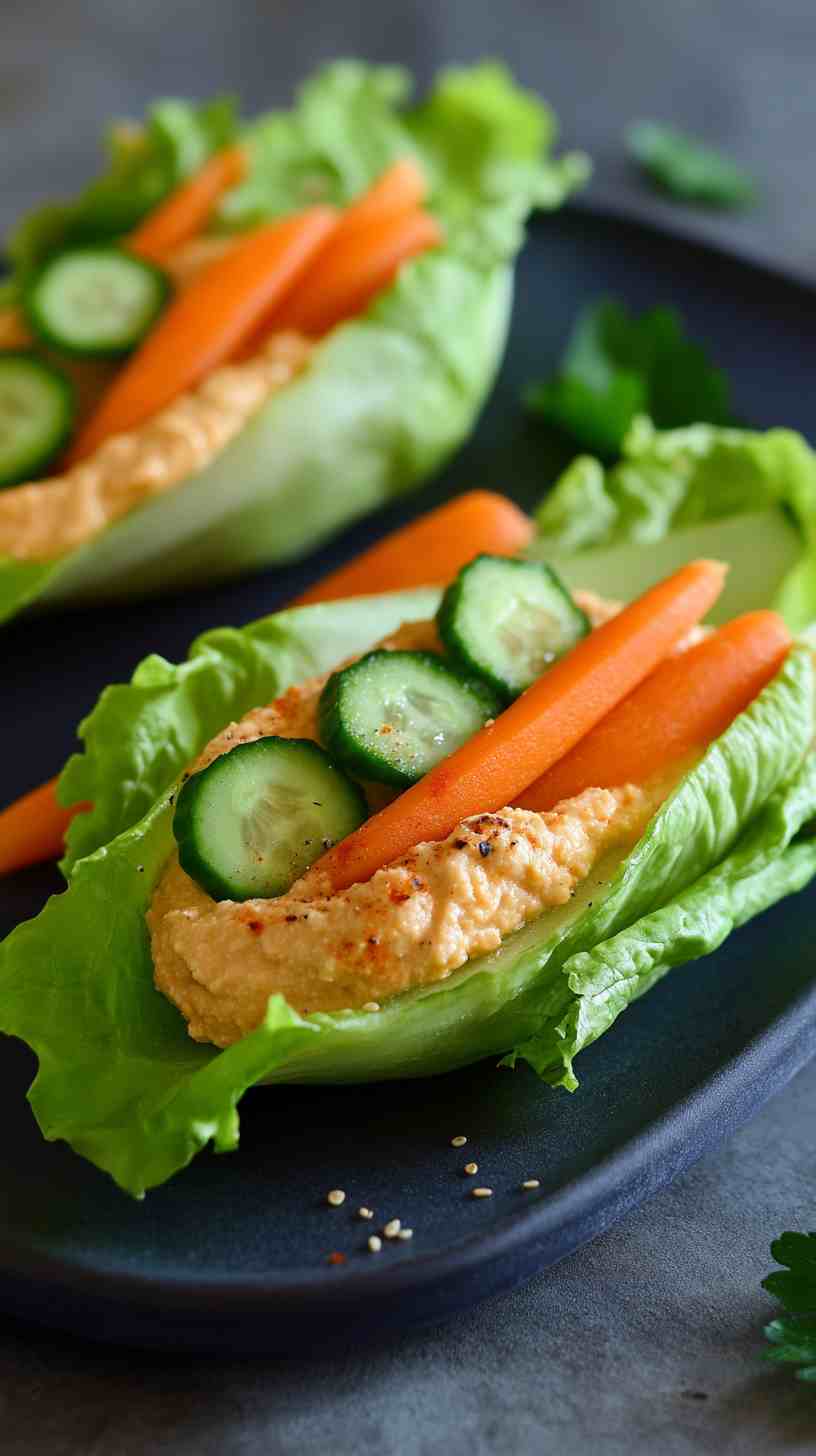 Cucumber and Hummus Wraps with Baby Carrots