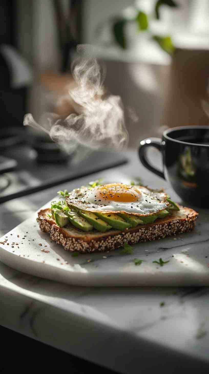 Egg & Avocado Whole Grain Toast Gym Meal