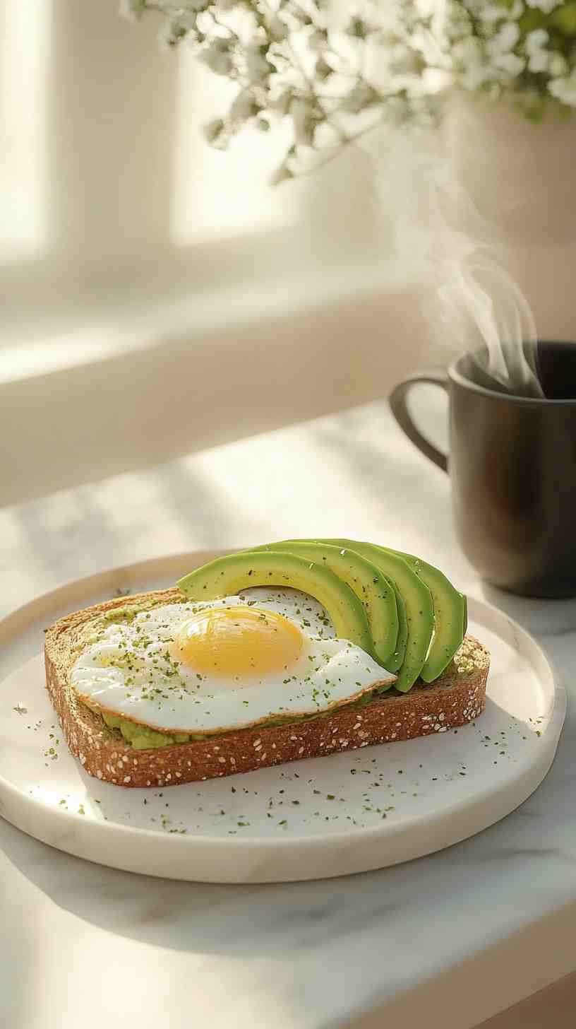 Egg & Avocado Whole Grain Toast Gym Meal
