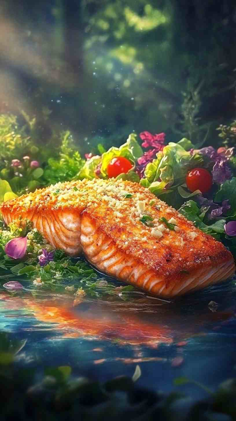 Garlic Parmesan Crusted Air Fryer Salmon