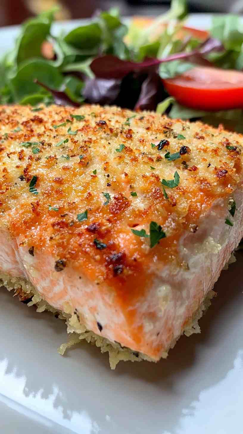 Garlic Parmesan Crusted Air Fryer Salmon