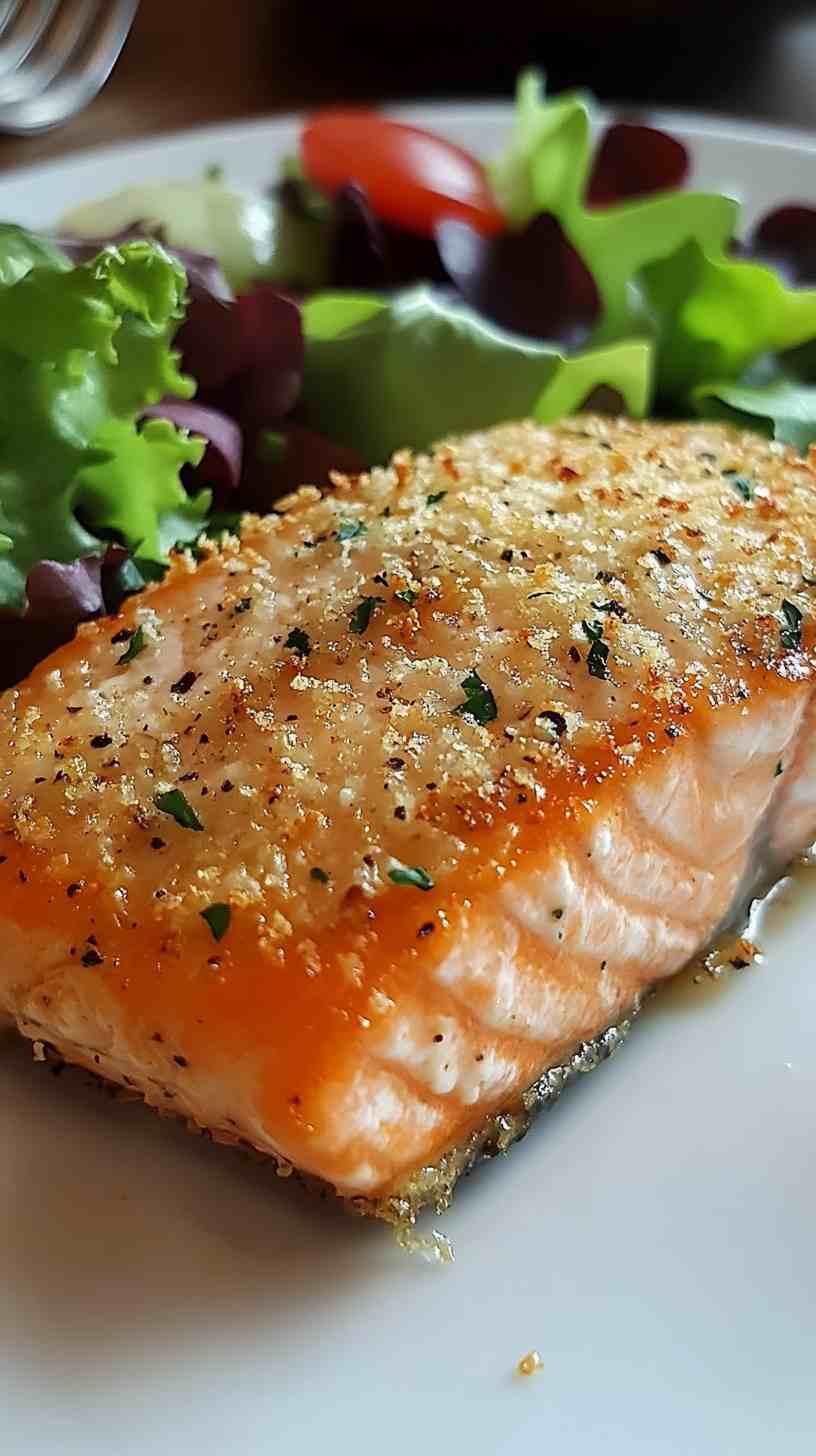 Garlic Parmesan Crusted Air Fryer Salmon
