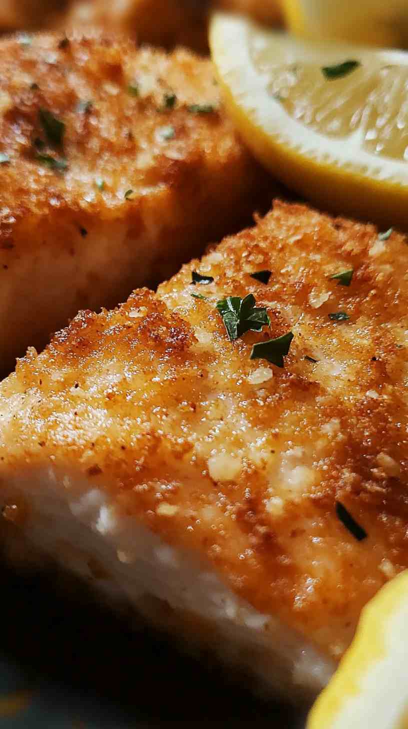 Garlic Parmesan Crusted Air Fryer Salmon