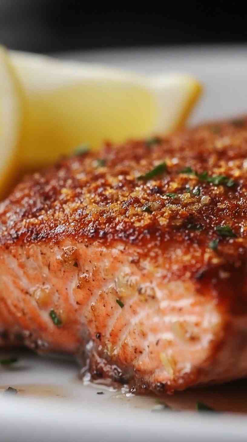 Garlic Parmesan Crusted Air Fryer Salmon