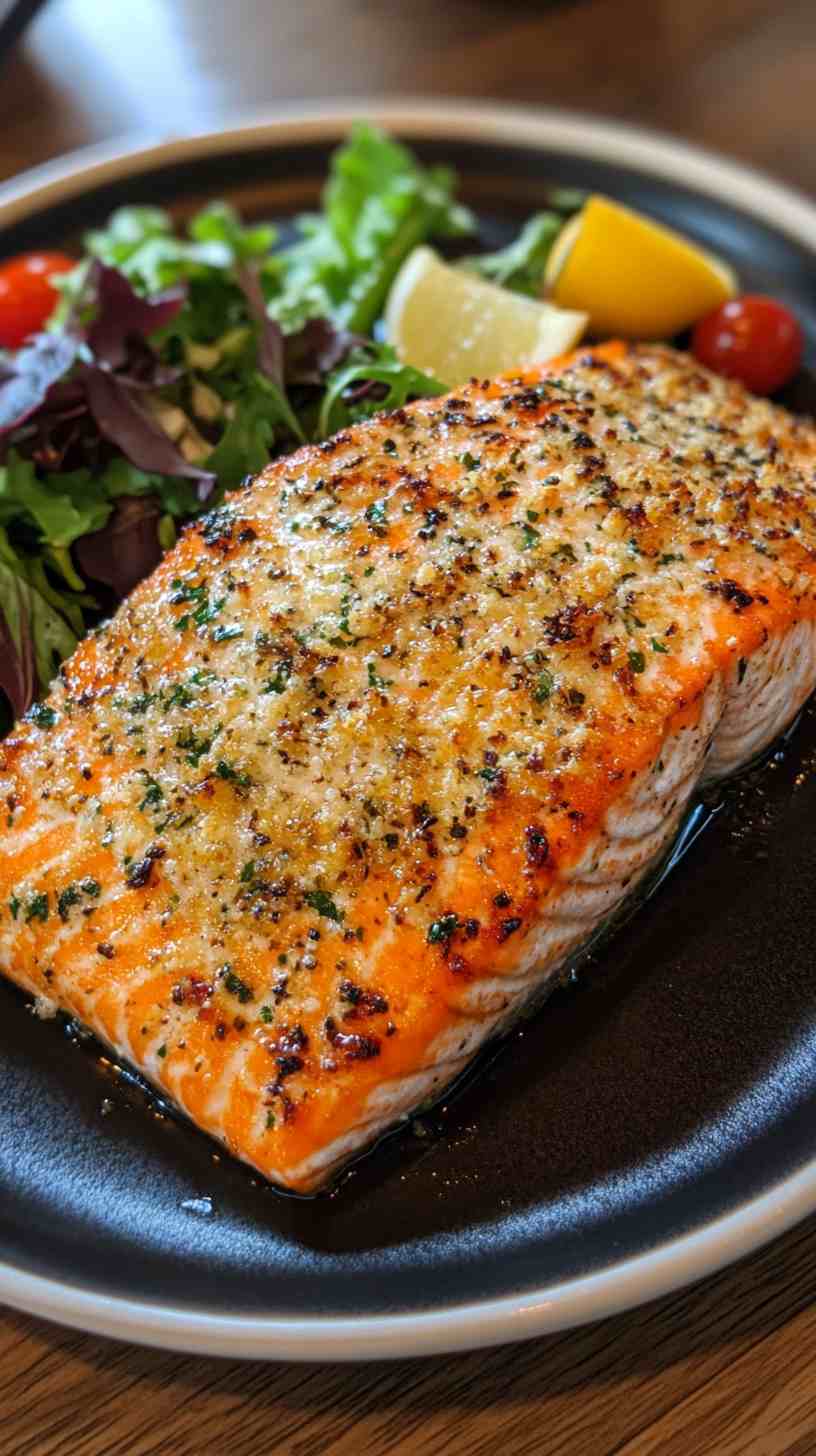 Garlic Parmesan Crusted Air Fryer Salmon